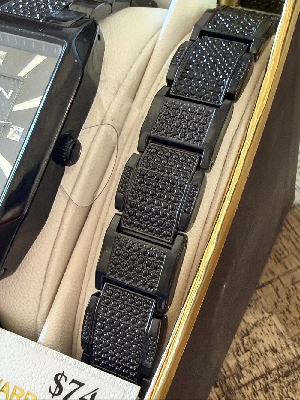 NEW! Elgin Black Crystal Watch 37mm + matching bracelet- NIB - 10 Year Warranty